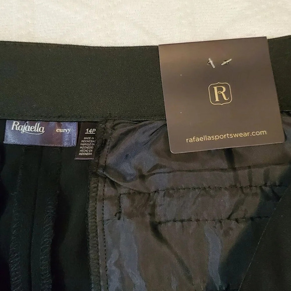 Rafaella Womens Curvy fit Pants Slim Leg Defined Waist Size 14P Black NWT - Picture 8 of 11